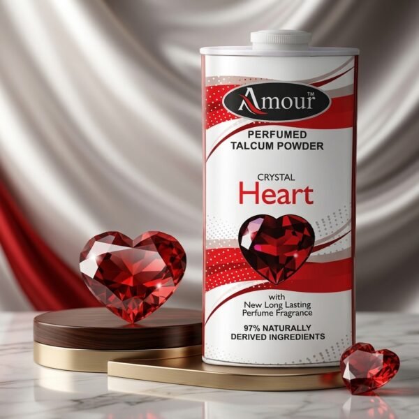 Amour Crystal Heart Perfumed Talcum Powder